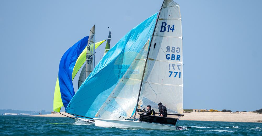 3 B14s with spinnakers up at SBSC in 2022