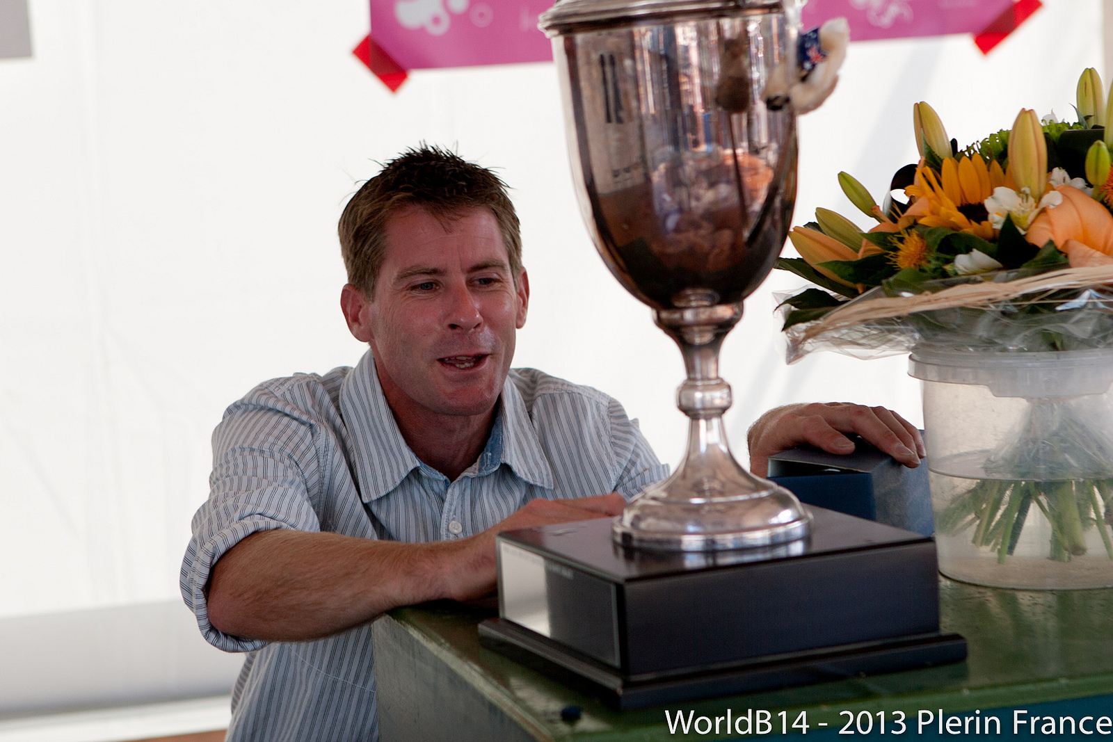 Johnny Ratcliffe admires his prize