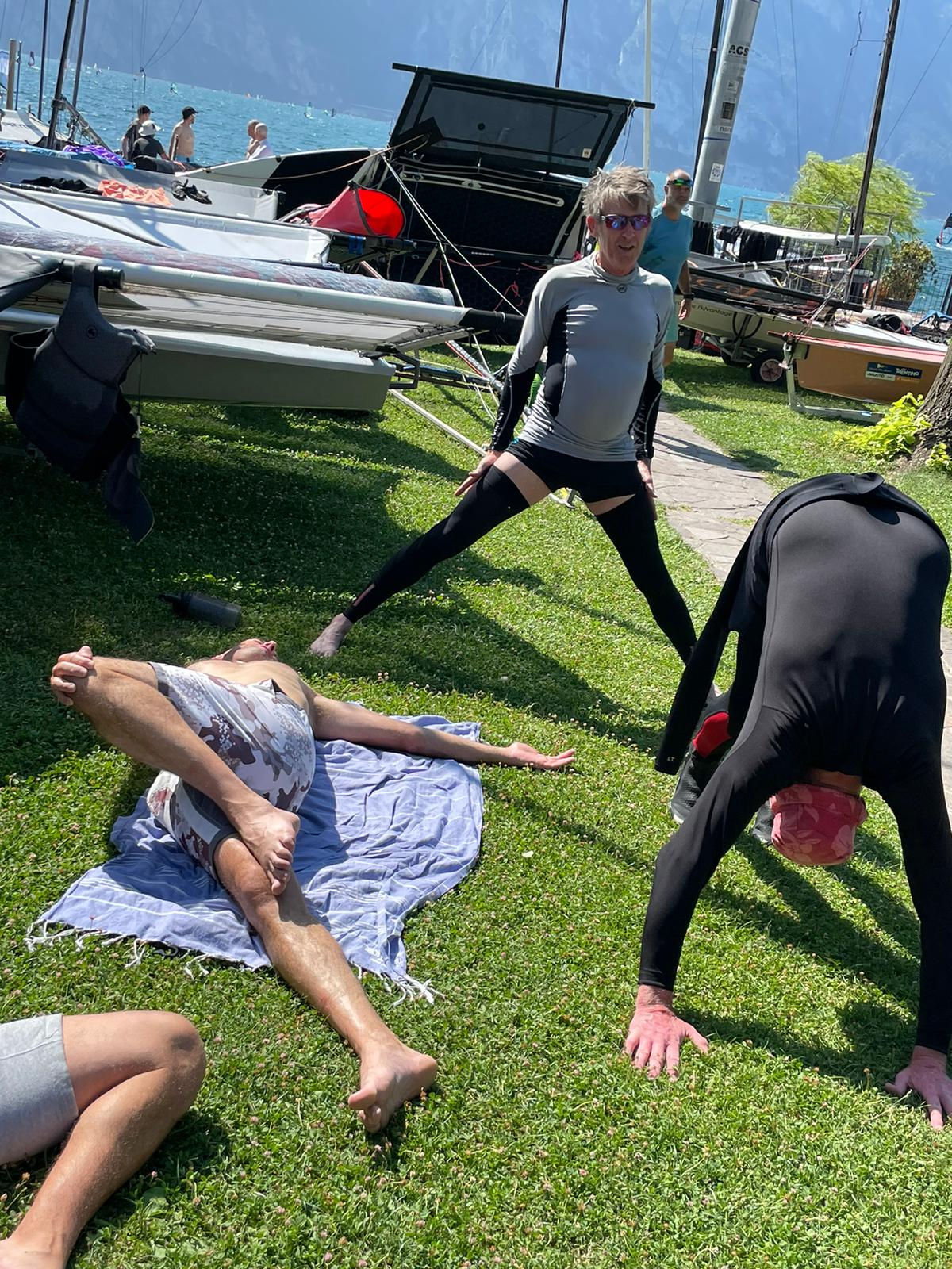 Competitors Stretching post-race