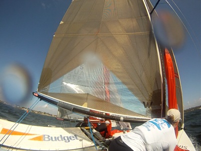 Strait4devils and Octopussy tight on the bottom mark race 8 - Strait4devils head cam