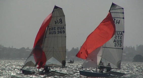 Strait4devils and Octopussy tight on the bottom mark race 8